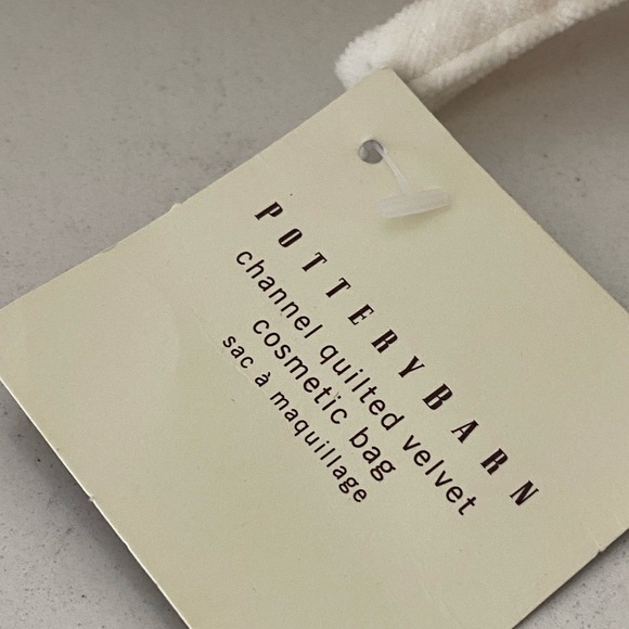 Pottery Barn Channel Quilted Velvet Cosmetic Bag - White - Picture 2 of 4